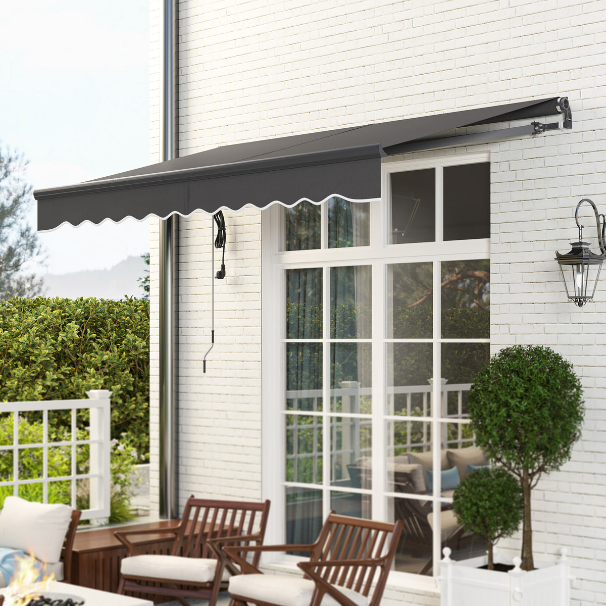 Toldo Eléctrico Retráctil Outsunny Aluminio, Poliéster Gris Oscuro 296x250x150 Cm_4