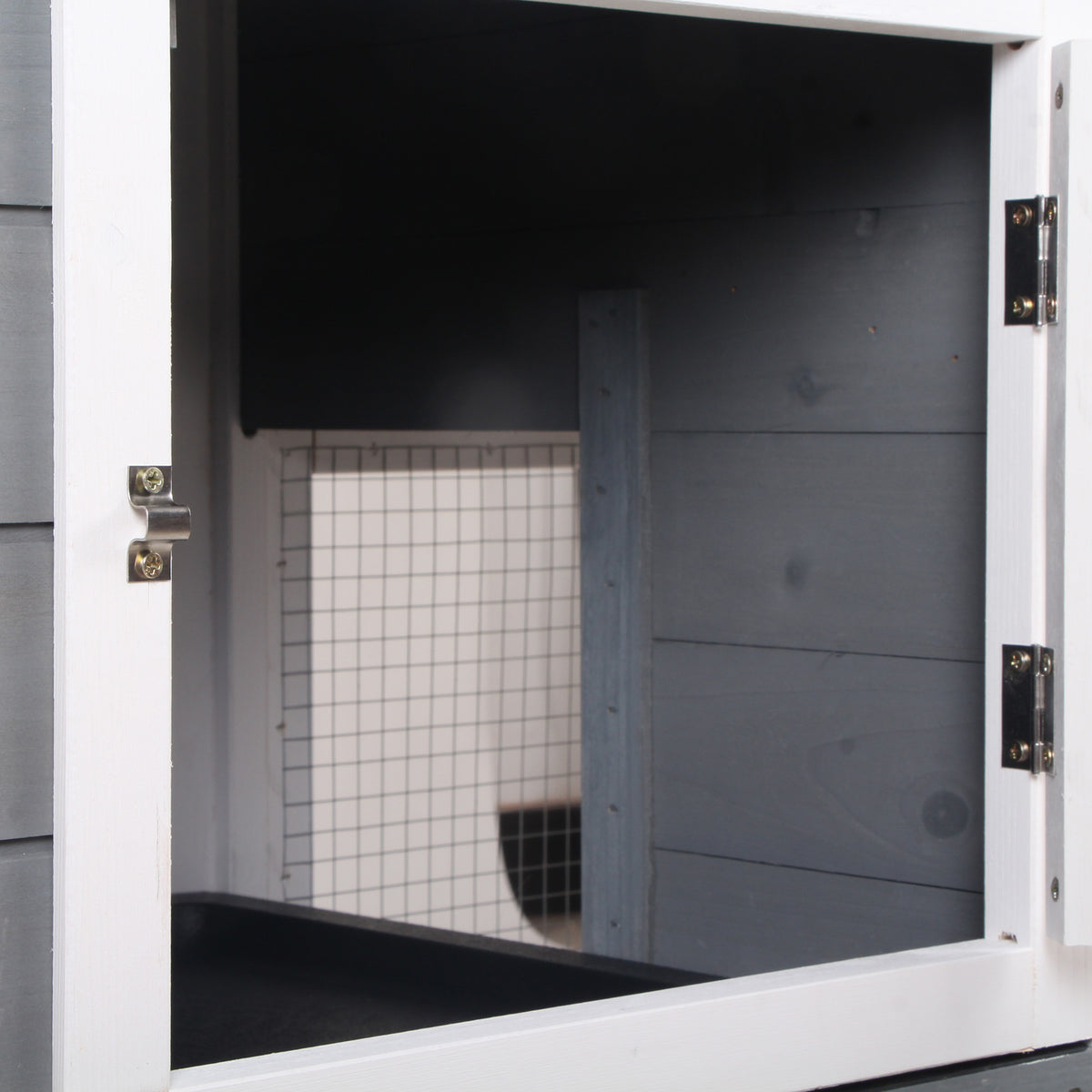 Conejera De Exterior Pawhut Madera De Abeto Gris 157.4x53x93.5 Cm_3
