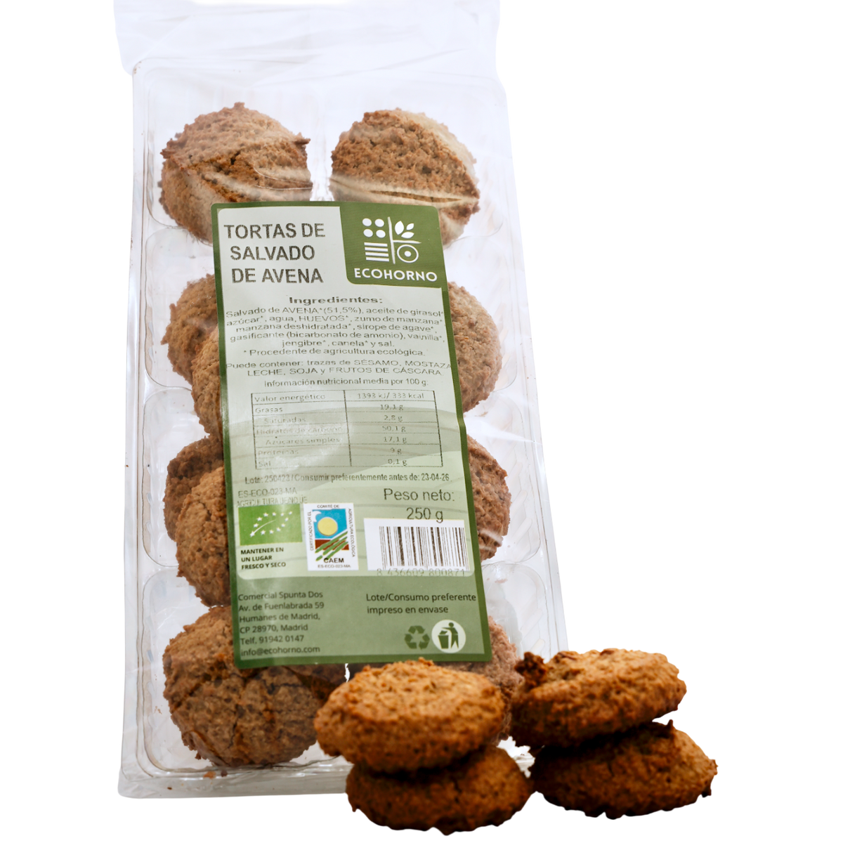 Tortas ecológicas de salvado de avena 250 g_0