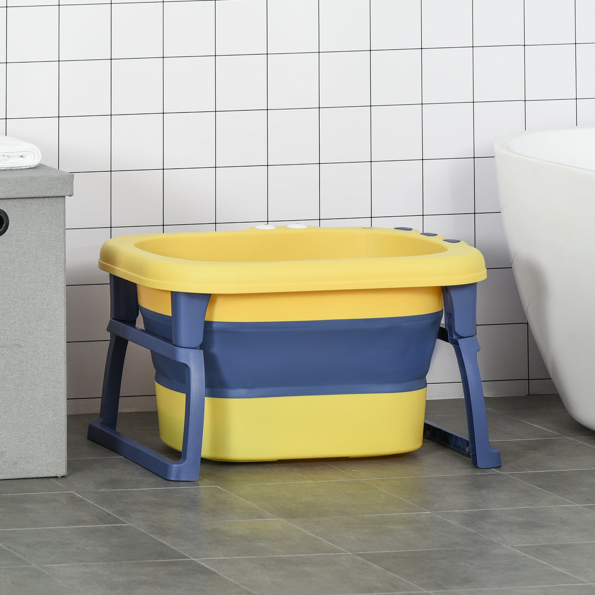 Bañera Para Bebé Homcom Pp, Tpe Amarillo Y Azul 75.3x55.4x43 Cm_1