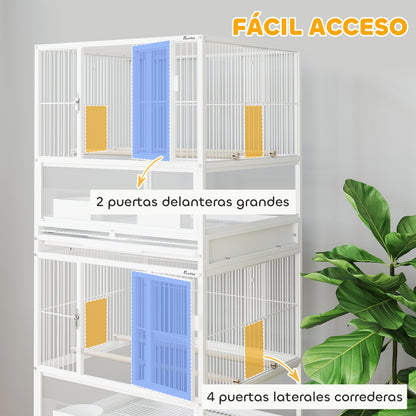 Jaula Para Pájaros Pawhut Acero Blanco 48x46x134.5 Cm D10-107v01wt_5