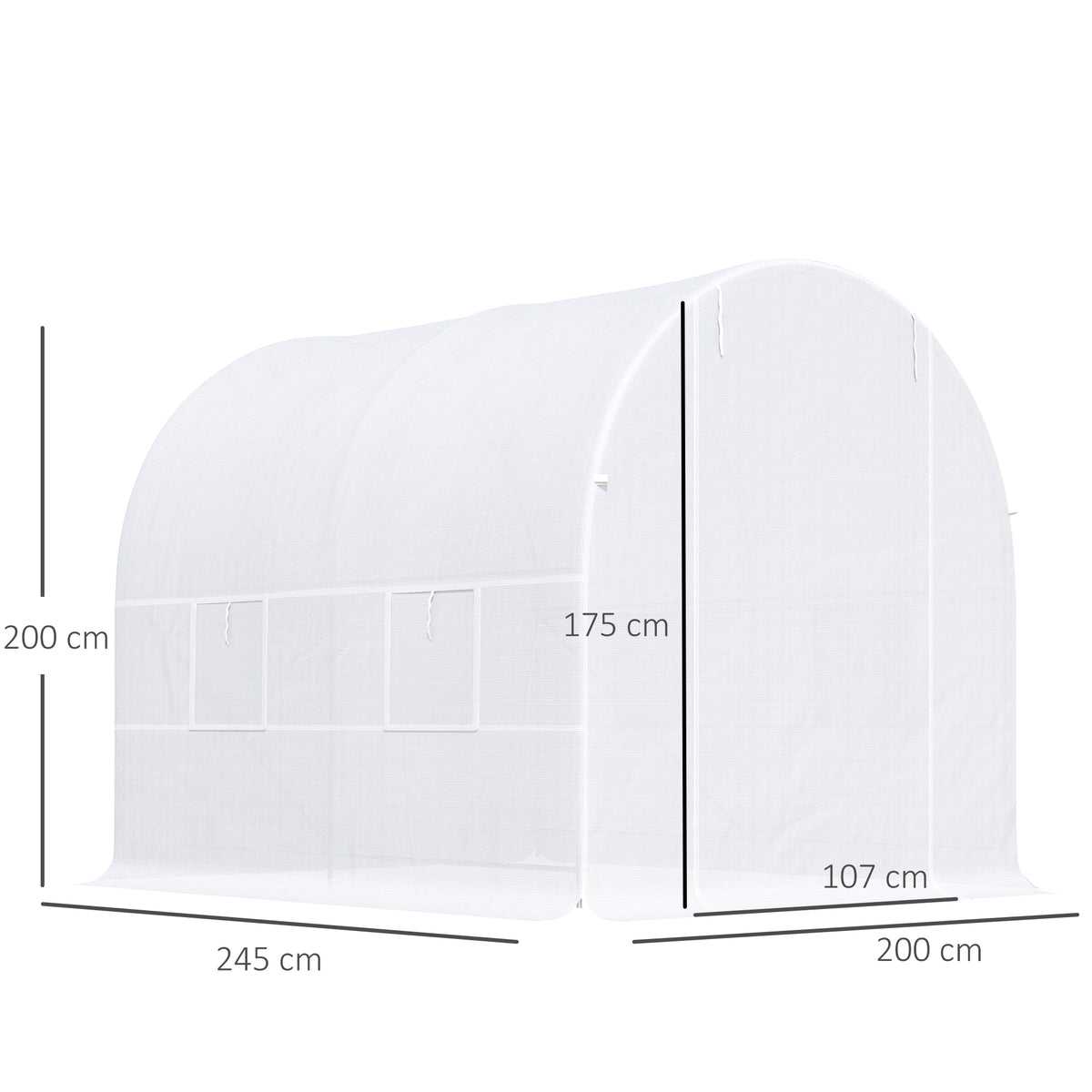 Invernadero De Túnel Con 4 Ventanas Outsunny 245x200x200 Cm Blanco_2