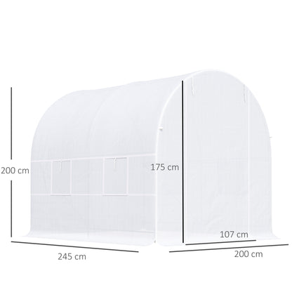 Invernadero De Túnel Con 4 Ventanas Outsunny 245x200x200 Cm Blanco_2