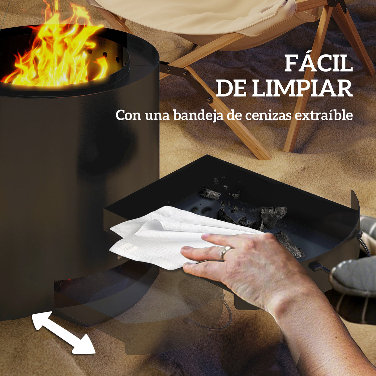 Brasero Exterior Outsunny Acero Negro 45x45x42 Cm_5