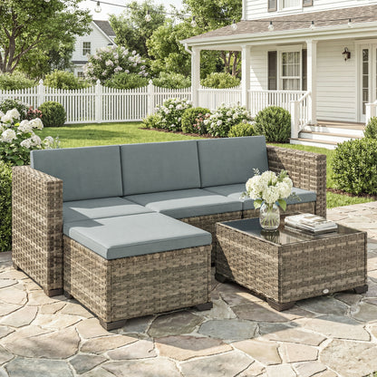 Conjunto De Jardín Outsunny Acero, Pe Gris Claro 188x120x61 Cm_1