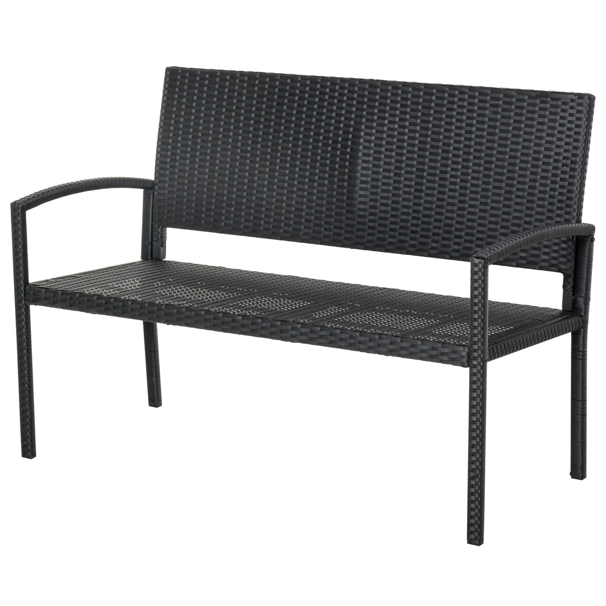 Banco De Jardín Outsunny Negro Carga 320kg 122x60x87cm_0