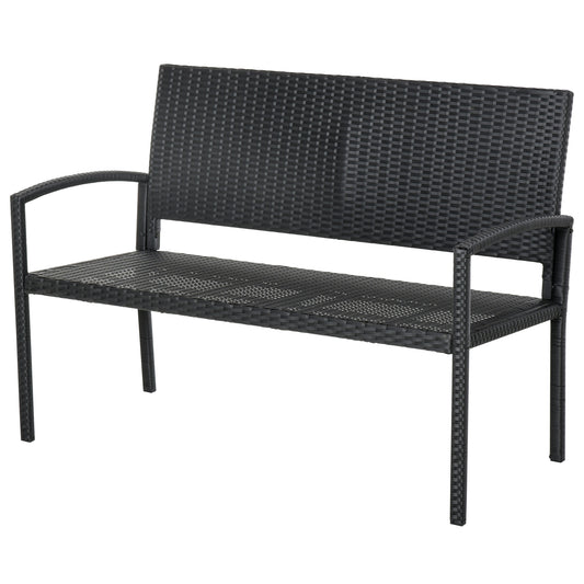 Banco De Jardín Outsunny Negro Carga 320kg 122x60x87cm_0