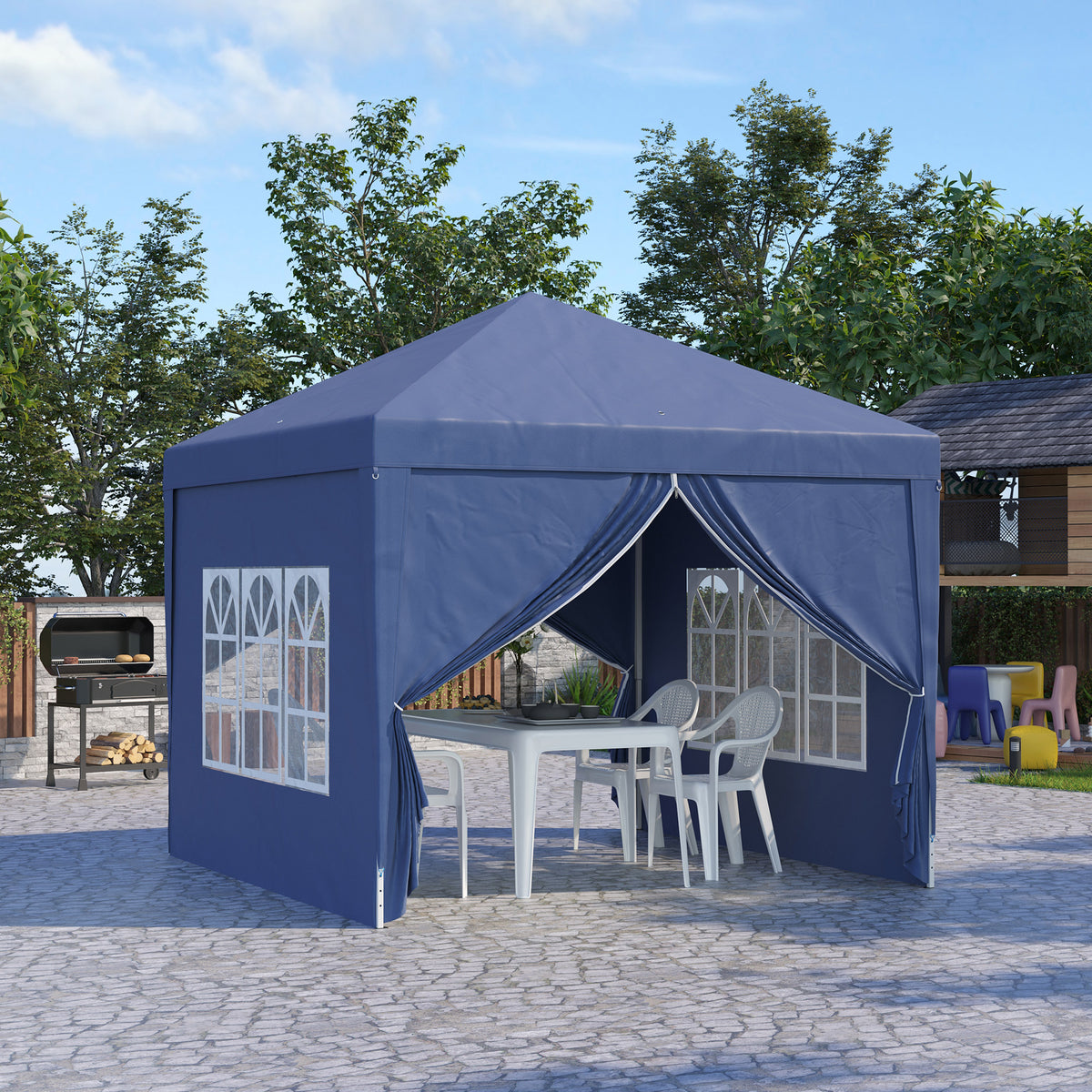 Carpa Plegable Outsunny 295x295x258 Cm Azul_1