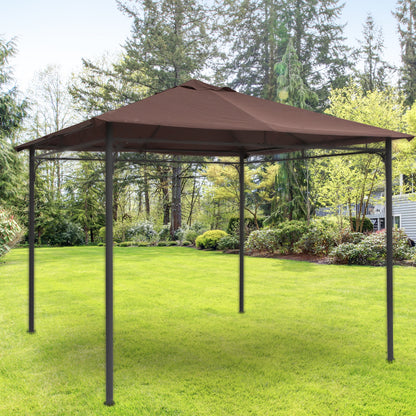 Techo De Repuesto Para Cenador De Jardín Outsunny 2.98x2.95 M Café_1