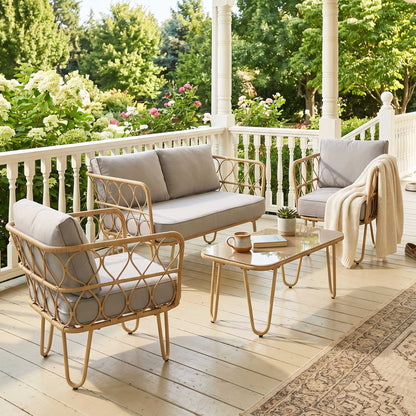 Muebles De Jardín Outsunny Acero, Pe Madera Natural 129x71.5x69 Cm_4