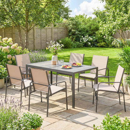 Conjunto De Jardín Outsunny Acero Galvanizado, Textilene Caqui 150x80x74 Cm_3