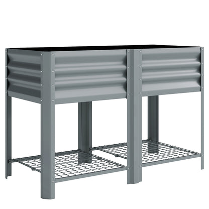 Mesa De Cultivo Outsunny Metal Galvanizado Gris 120x55x80 Cm_0