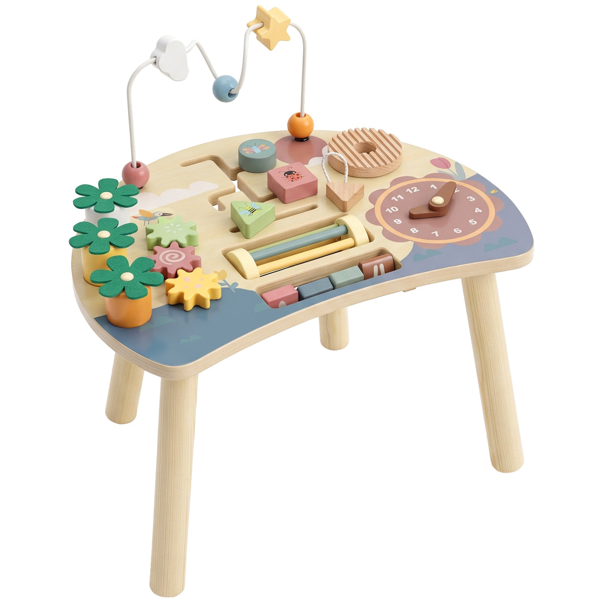 Mesa De Actividades Para Bebé Aiyaplay Madera Contrachapada, Madera De Pino Multicolor 39.8x29.7x37.5 Cm_0