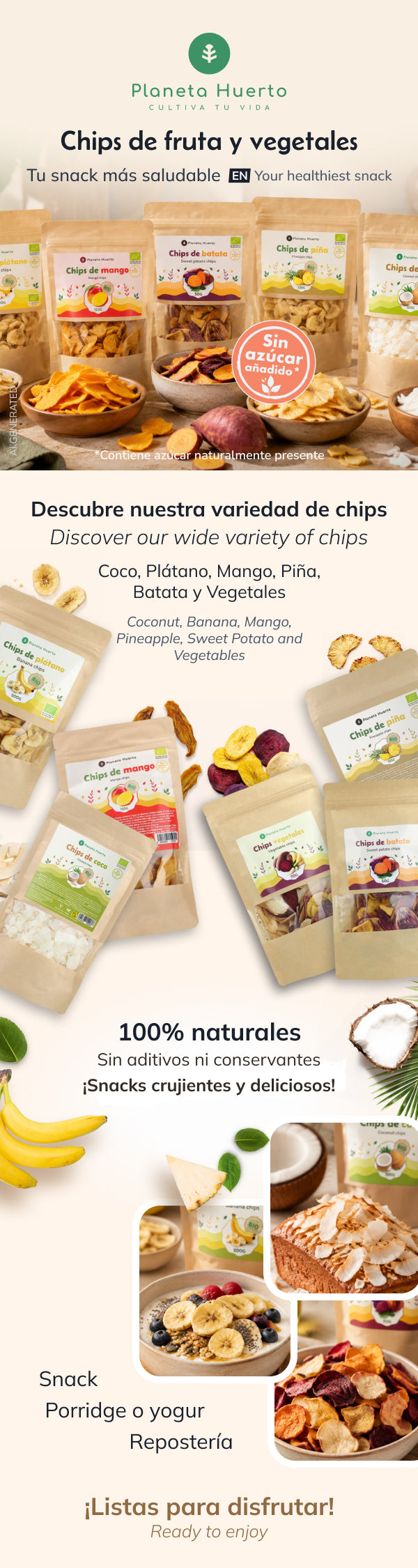 Mango chips desecado ECO Planeta Huerto 125 g