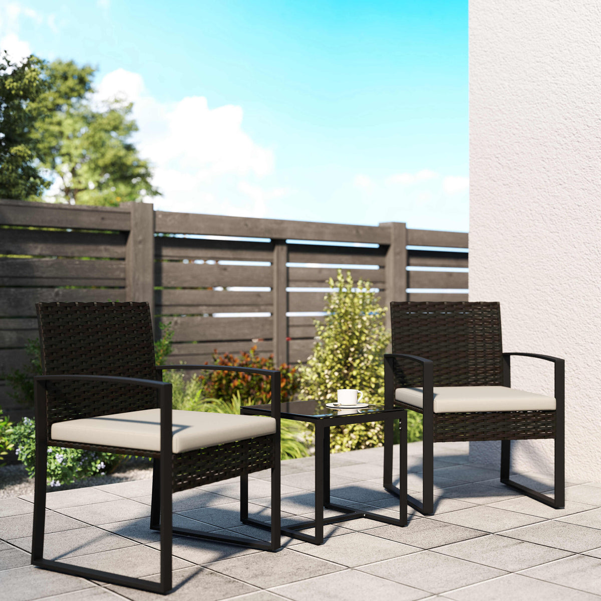 Conjunto De Jardín Outsunny Acero, Pe Crema 58x55x76 Cm_3