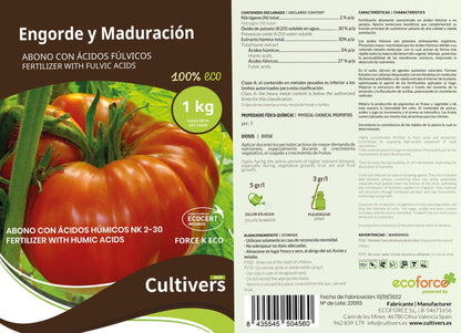 Cultivers Abono Engorde Y Maduración Ecológico 2x1 Kg. Fertilizante Potasio Quelatado Con Ph Neutro Para El Aumento…_3
