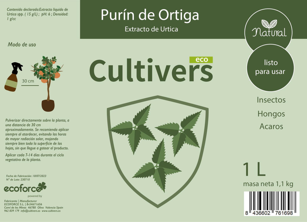 Cultivers Purín De Ortiga Ecológico De 1 L. Acción Insecticida, Fungicida, Acaricida Natural Para Plantas De…_1