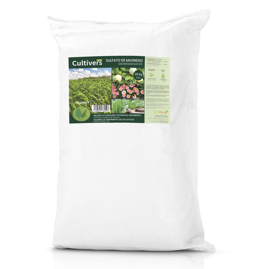 Cultivers Sulfato De Magnesio 25 Kg | Sustancia Mineral Hidrosoluble Para Jardinería Y Uso Técnico | Disolución En…_0