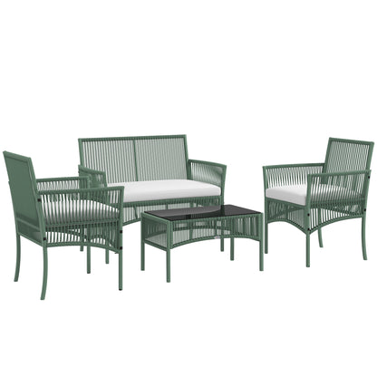 Conjunto De Jardín Outsunny Acero, Pe Verde Oscuro 100x56x80 Cm_0