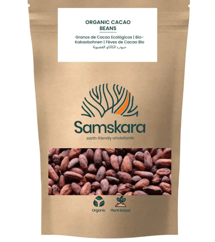 Samskara Granos De Cacao Ecológicos De Perú, Cacao Fino De Aroma - 1kg (250g Retail + 750g Recarga Envasada Al Vacío)_0