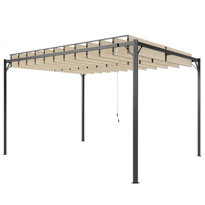 Pérgola Outsunny Metal, Poliéster Crema 404x304x240 Cm_0