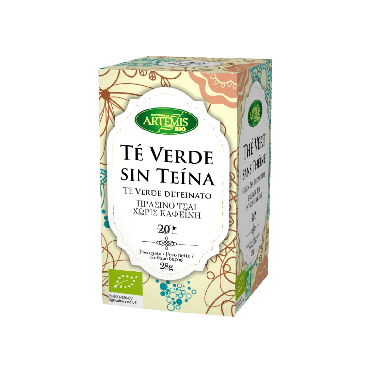 Té Verde sin teina Artemis, 20 bolsitas
