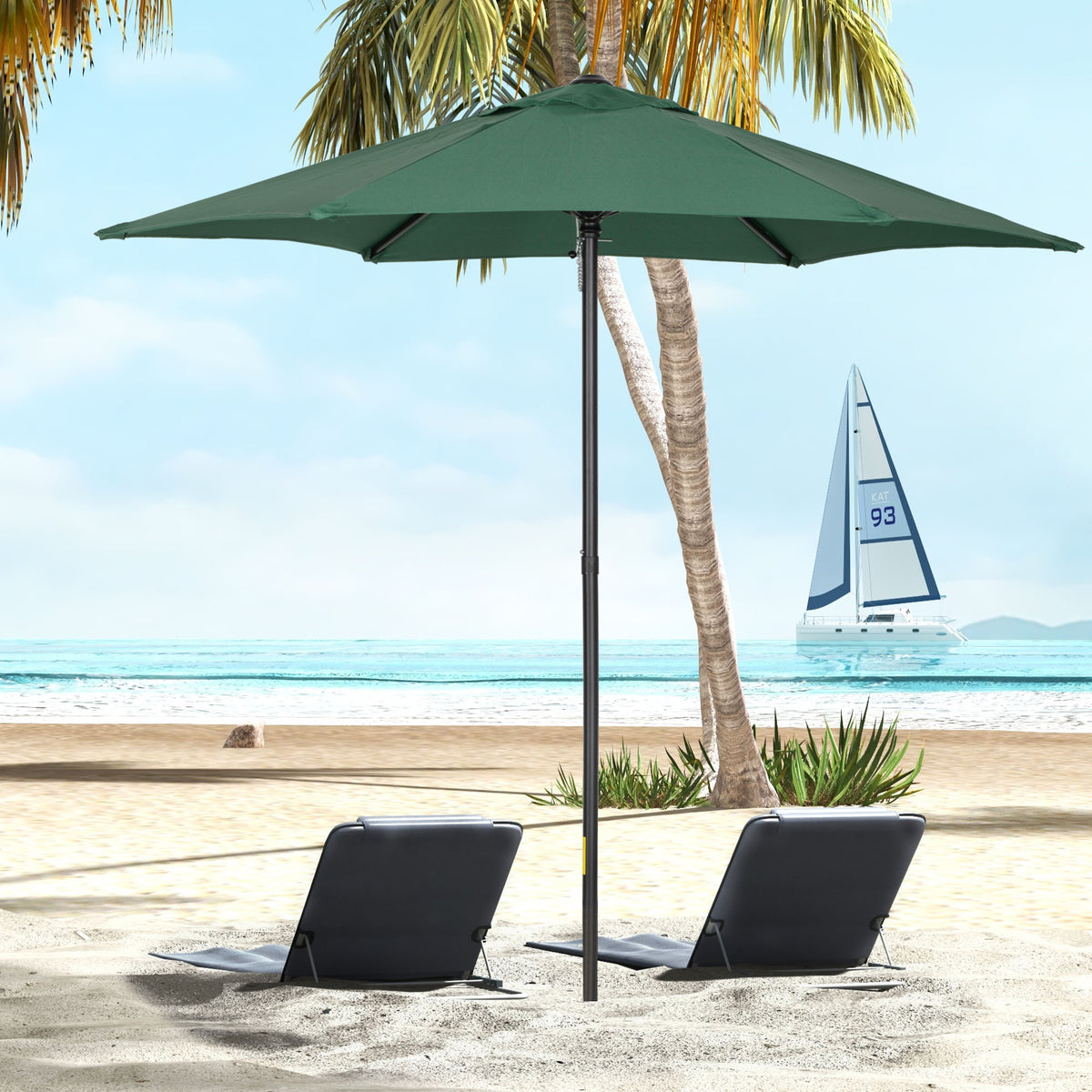 Sombrilla De Jardín Outsunny Aluminio, Poliéster Verde 196x196x204 Cm_1