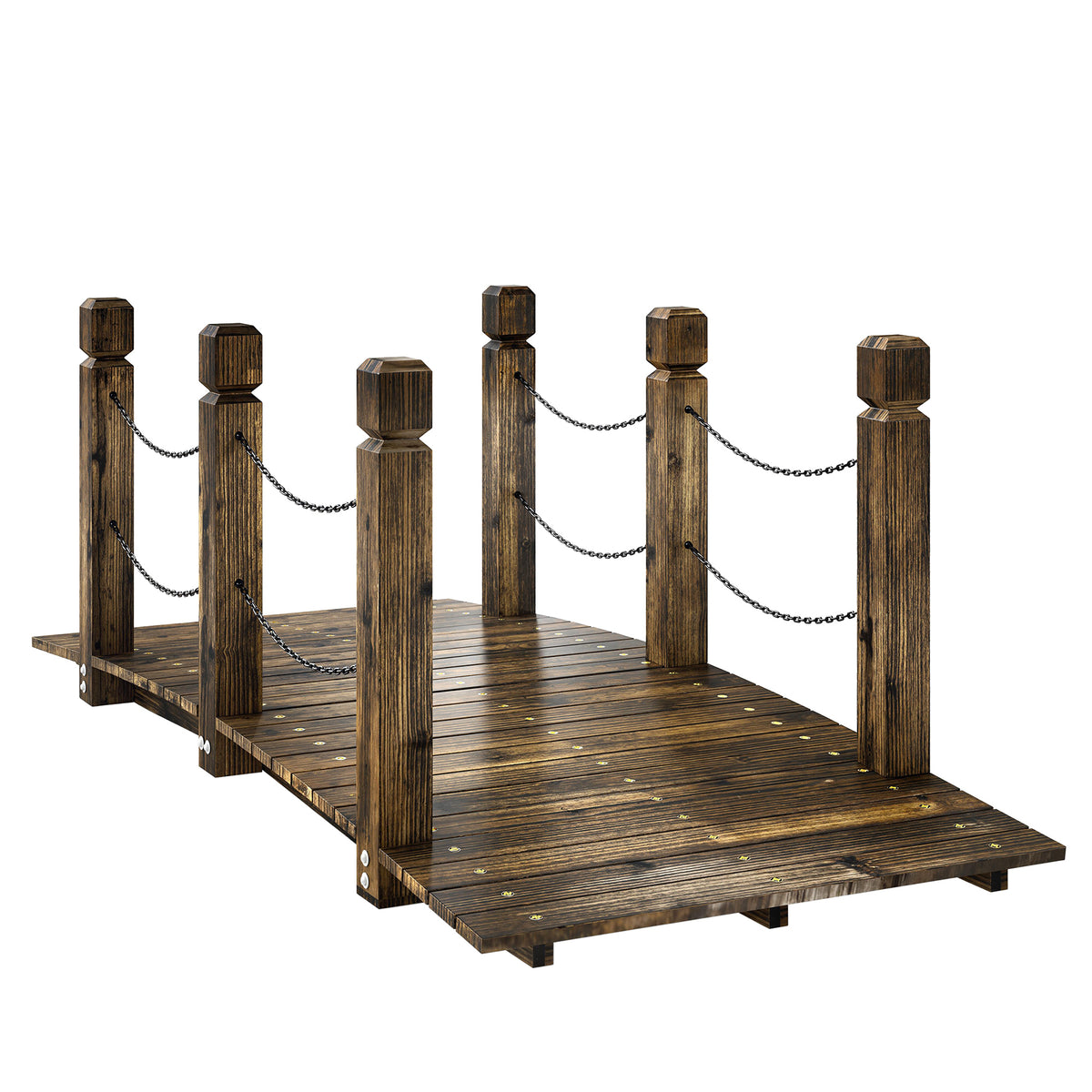 Puente De Jardín Outsunny Madera De Abeto Carbonizado 151x68x54.5 Cm_0