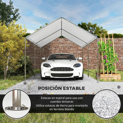 Carpa Para Garaje Outsunny Acero Galvanizado, Pe Blanco 595x294x260 Cm_5