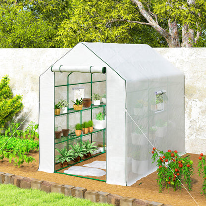 Outsunny Invernadero De Exterior Con Estantes Puerta Enrollable 140x213x190 Cm_3