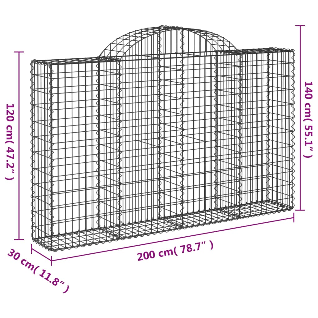 Cestas Gaviones 20 Uds Forma De Arco Hierro 200x30x120/140 Cm_5