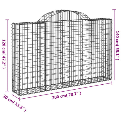 Cestas De Gaviones 9 Uds Forma De Arco Hierro 200x30x120/140 Cm_5