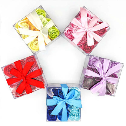 Pack 5 Cajas 9 Rosas De Jabón (azul) - Flores Con Pétalos De Jabón Perfumados - Regalo Original Para Días Especiales_4