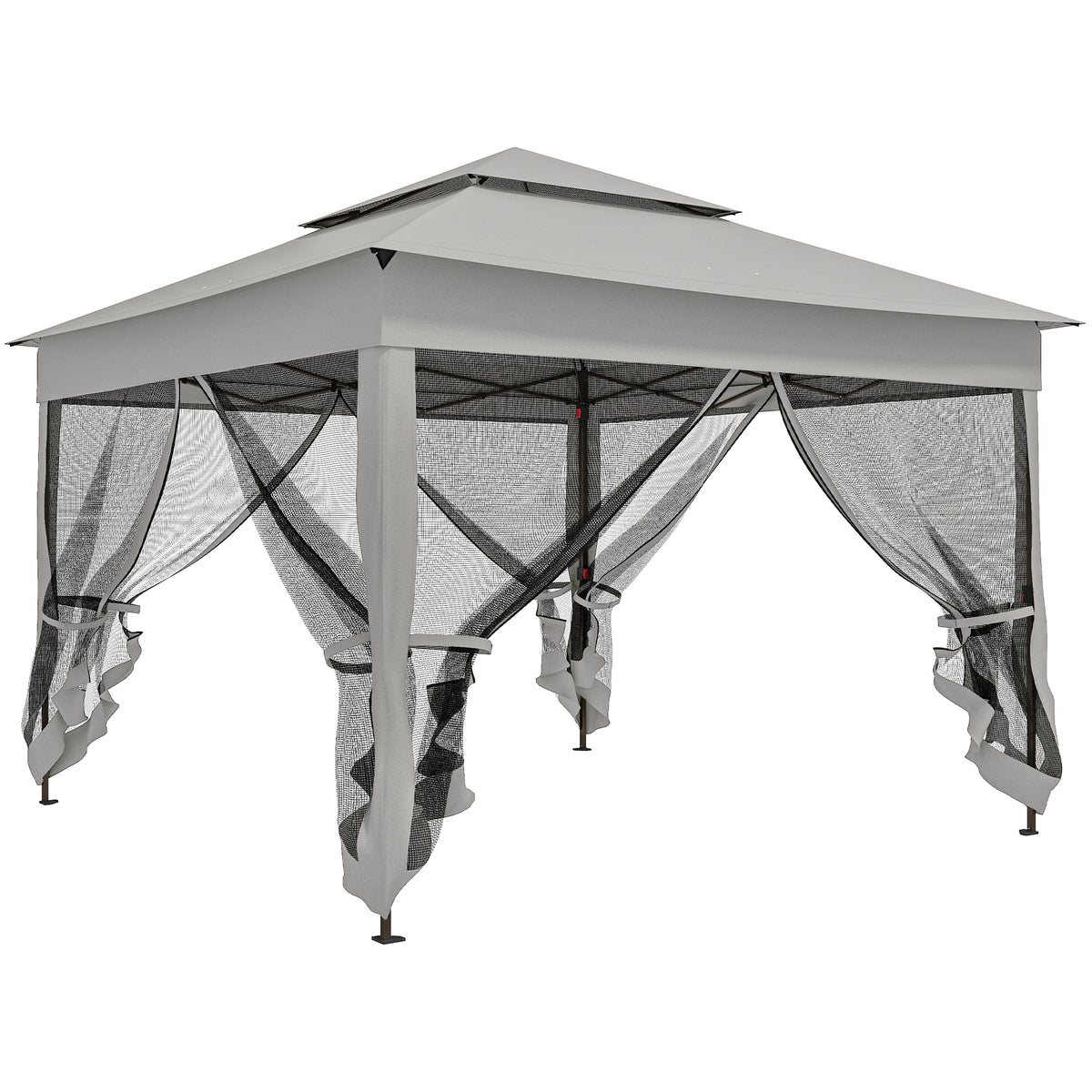Carpa Plegable Outsunny Metal, Tela Oxford Gris Claro 325x325x270 Cm_0