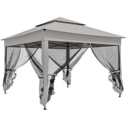 Carpa Plegable Outsunny Metal, Tela Oxford Gris Claro 325x325x270 Cm_0