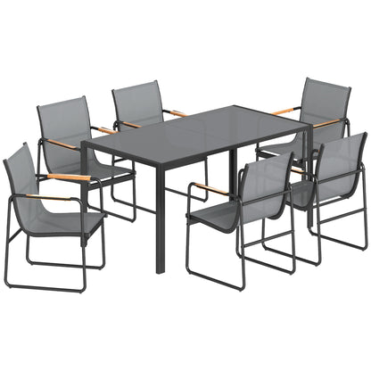 Conjunto De Jardín Outsunny Acero Galvanizado, Textilene Gris 150x80x73 Cm_0