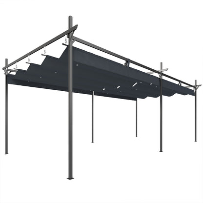 Pérgola De Jardín Outsunny Metal, Poliéster Gris Oscuro 588x297x230 Cm_0