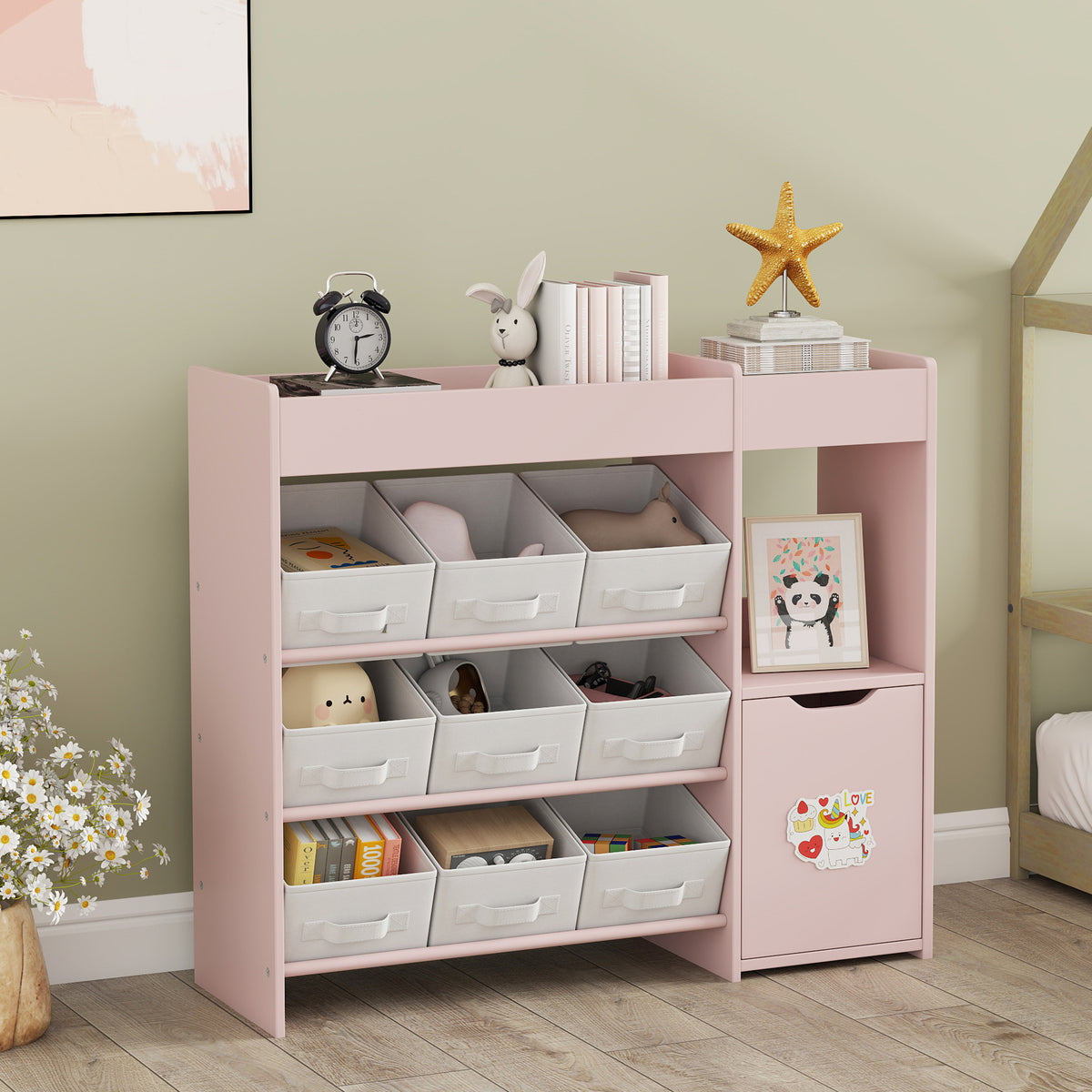 Estantería Para Juguetes Aiyaplay Mdf, Acero Rosa 92x30x80 Cm_3