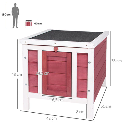 Conejera De Madera Exterior Techo Abatible Pawhut 42x51x43 Cm Rojo_2