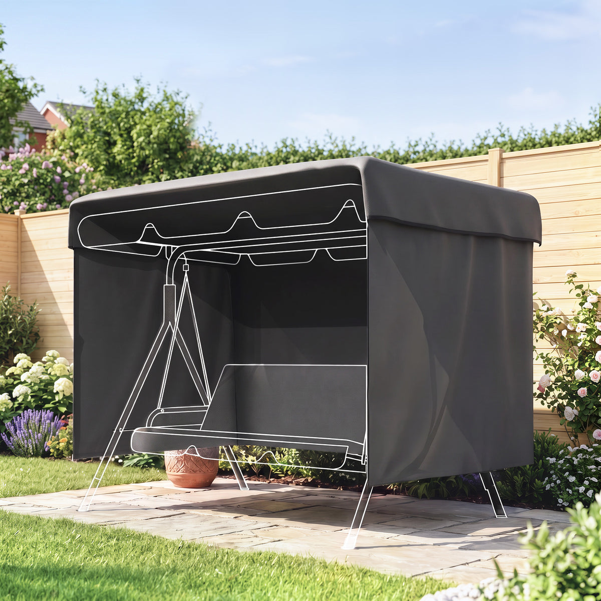 Funda Para Columpio Outsunny Pe Gris Oscuro 215x155x150 Cm_1