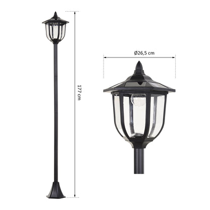 Farola Solar Exterior Outsunny Negro Ø26,5x177 Cm Plástico Abs_2