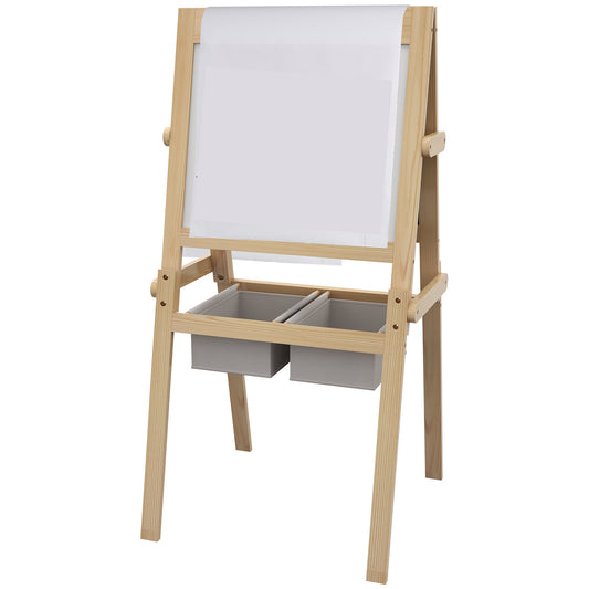 Caballete Para Niños Aiyaplay Mdf, Madera De Pino, Papel Madera Natural 58x50,5x109 Cm_0