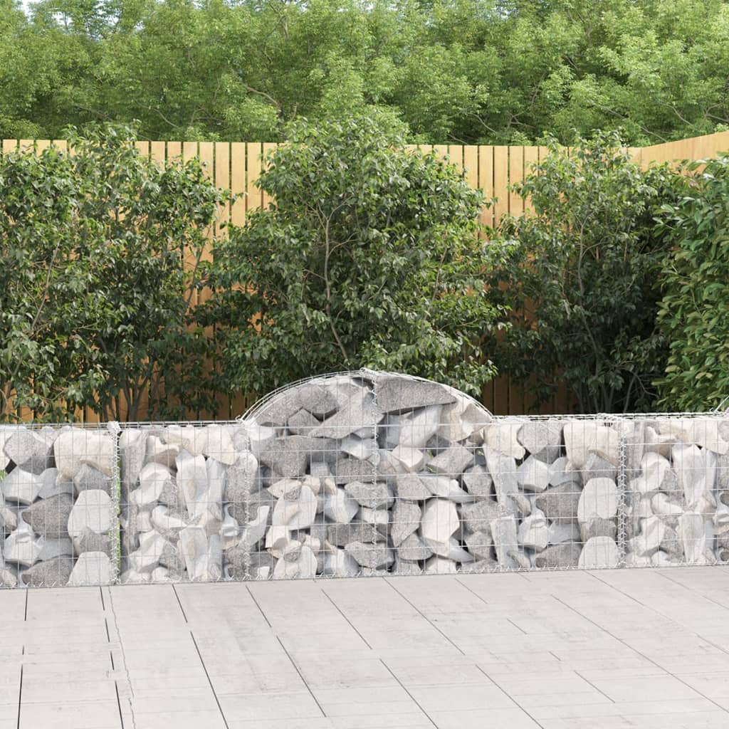 Cestas De Gaviones 7 Uds Forma De Arco Hierro 200x30x60/80 Cm_1