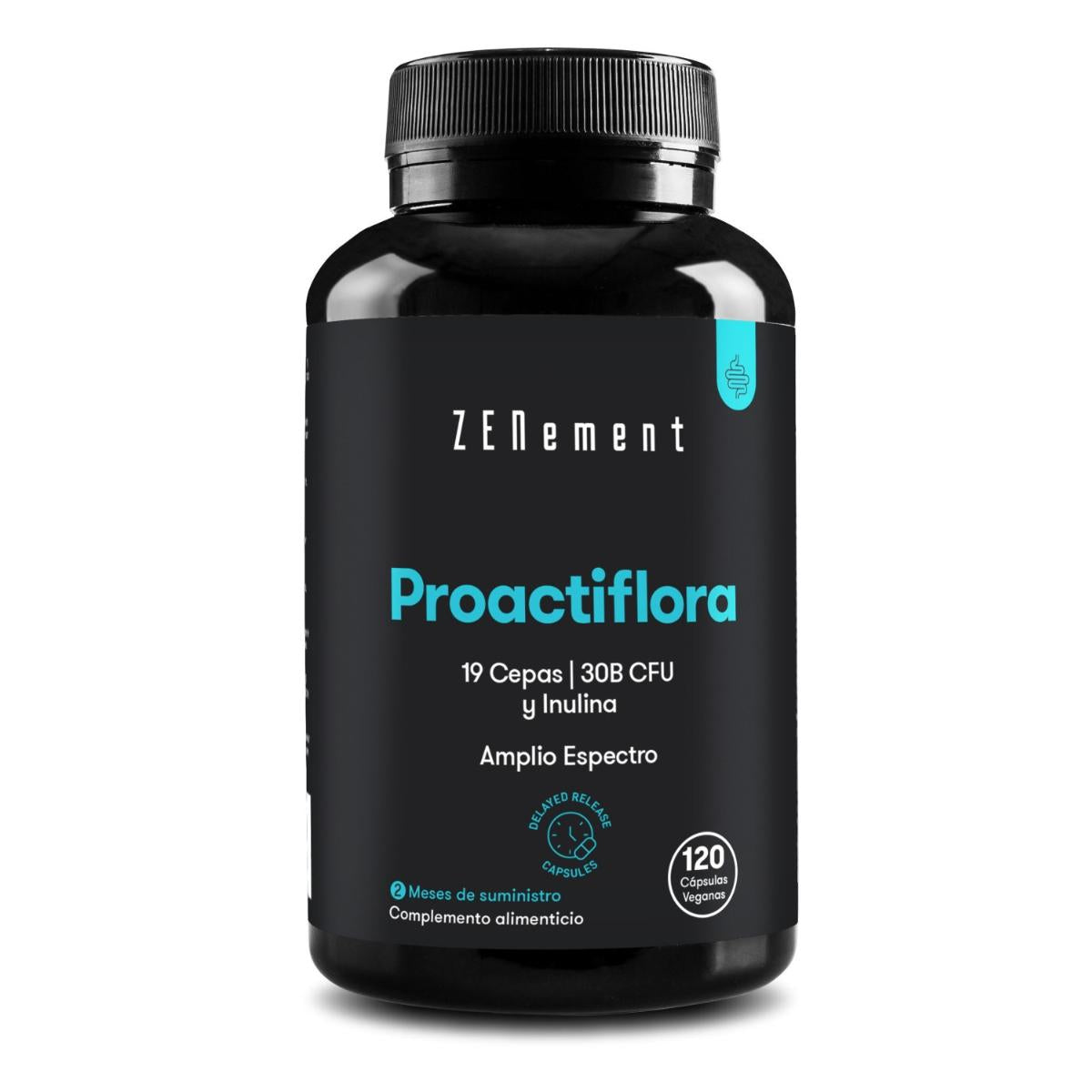 Proactiflora, 19 cepas + Inulina, Cápsulas Gastrorresistentes Zenement, 120 comprimidos
