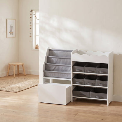 Estantería De Juguetes Infantil Aiyaplay Mdf, Tela No Tejida Blanco 109x30x80 Cm_1