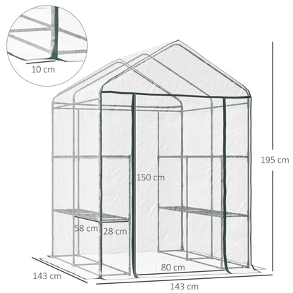 Invernadero Transparente Outsunny Transparente Y Verde 143x143x195cm_2