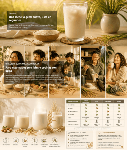 Leche De Arroz En Polvo Bio - 500g | Bebida Vegetal Ecológica Vegana, Sin Lactosa, Sin Azúcares Añadidos, Sin Gluten_5