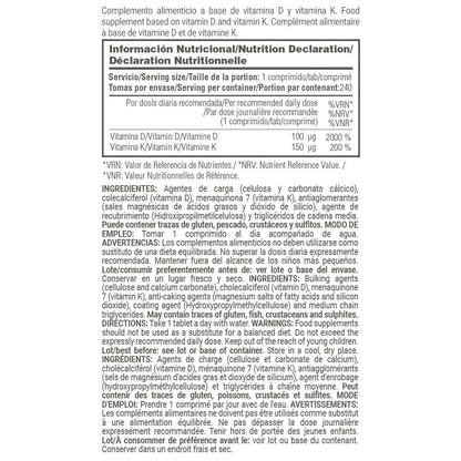 Vitamina D3 + K2 (100μg/150μg) - 240 Comprimidos - Salud Cardiovascular - Masmusculo_4