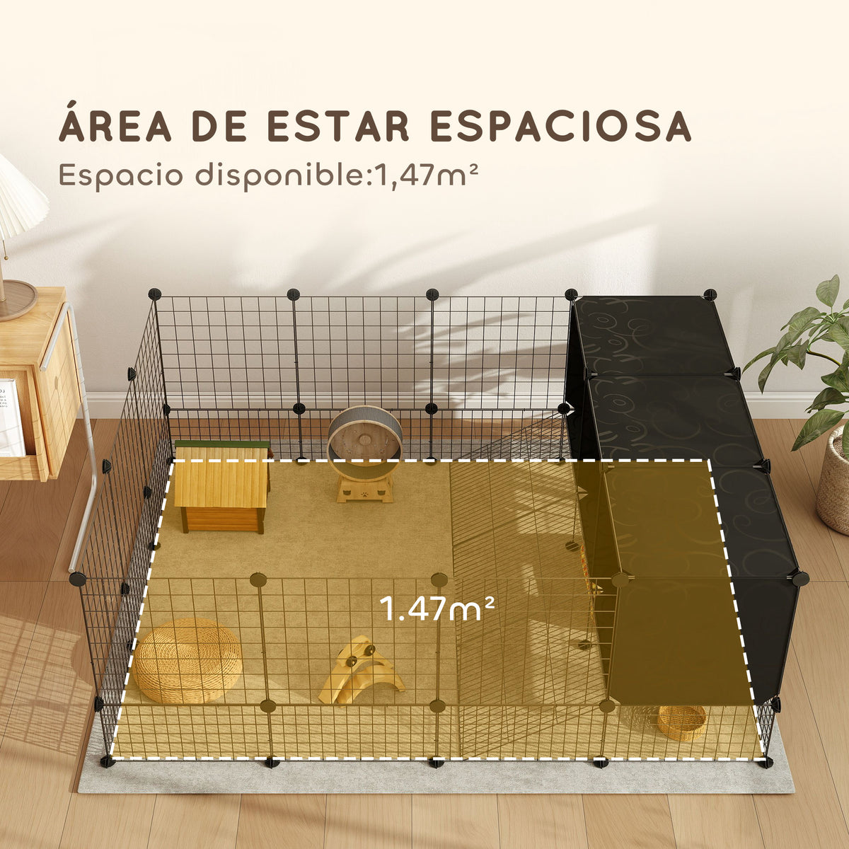 Valla Para Mascotas Pawhut Acero, Pp Negro 140x105x52 Cm_5