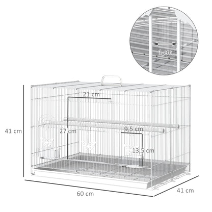 Jaula Para Pájaros Con Comederos 2 Perchas Pawhut 60x41x41 Cm Blanco_2